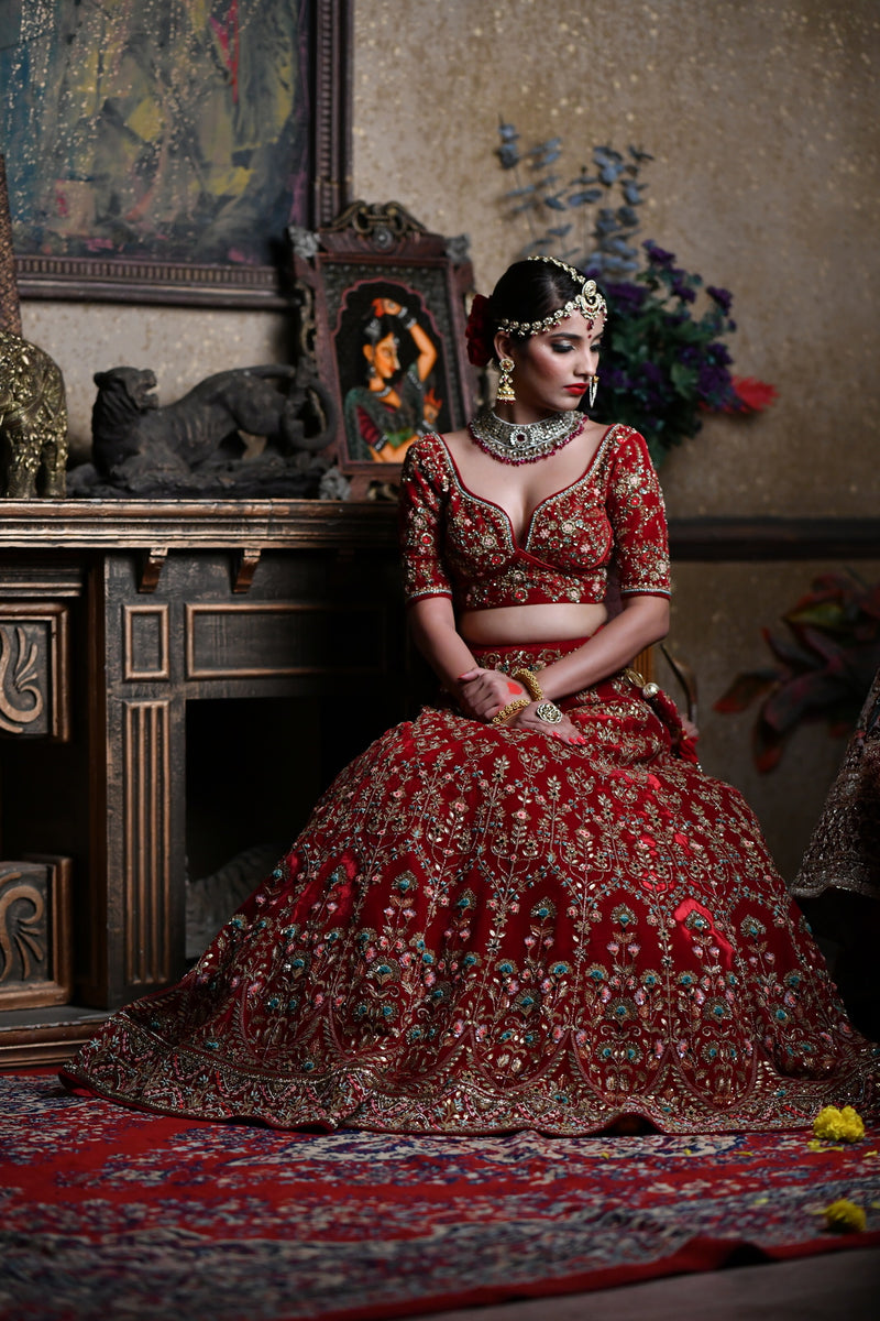 Red Velvet Lehenga