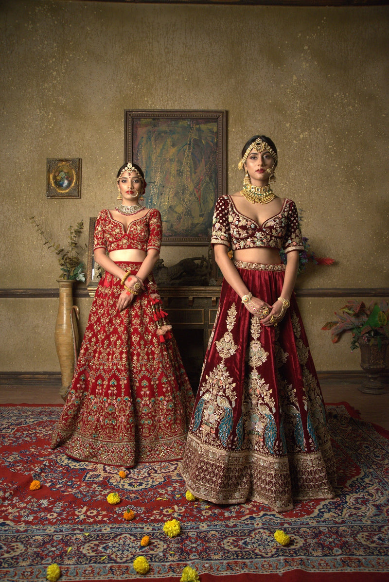 Peacock Maroon Lehenga
