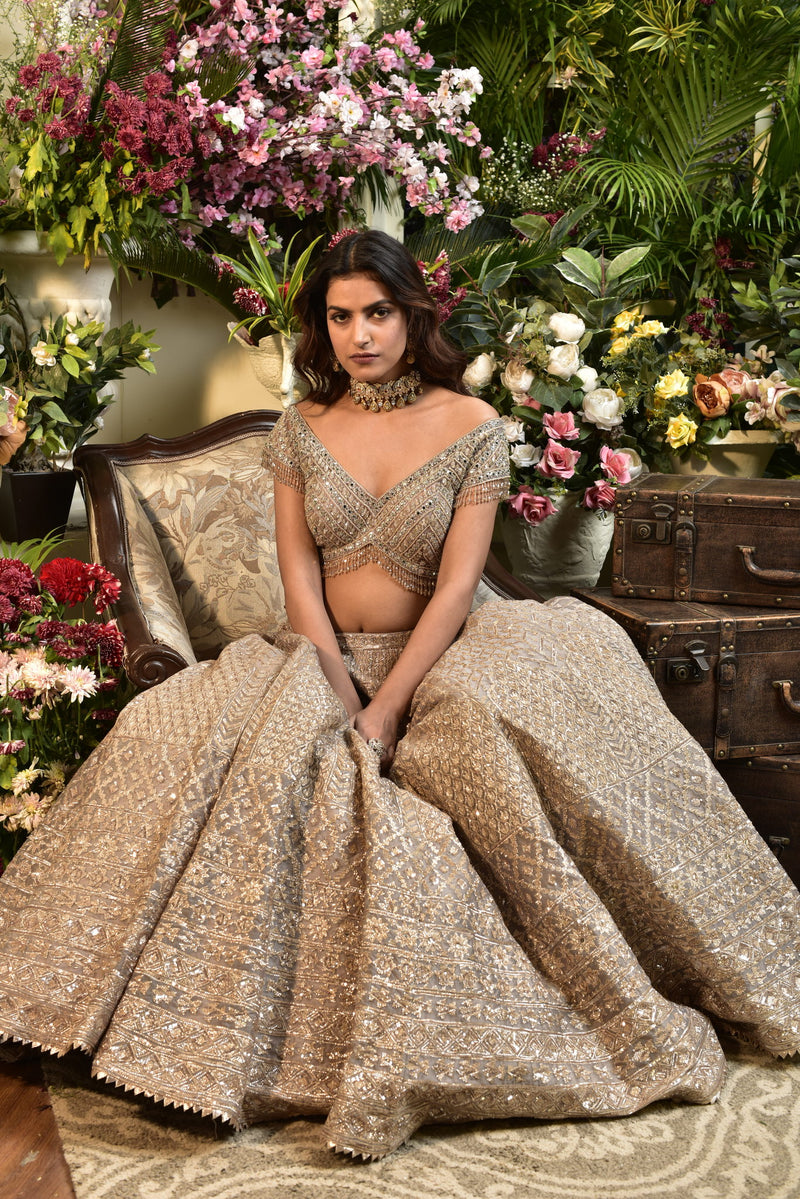 Warm Grey Lehenga Set