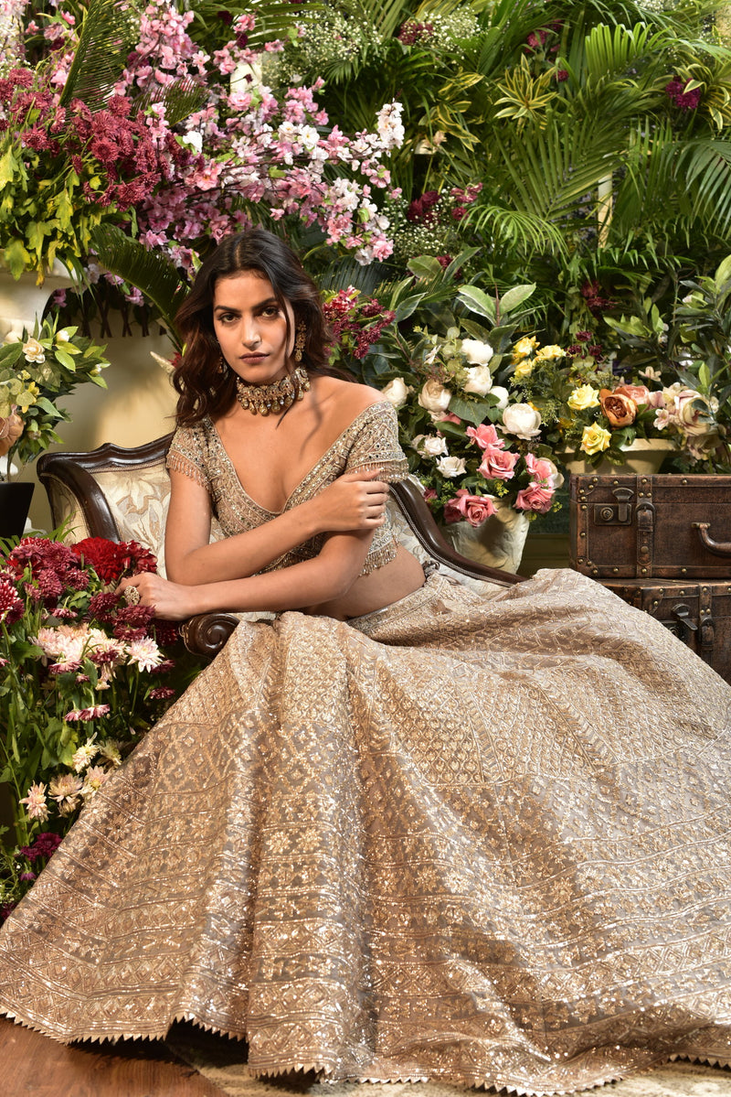 Warm Grey Lehenga Set